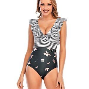 COCOSHIP Women's One Piece Bather Deep V Neckline